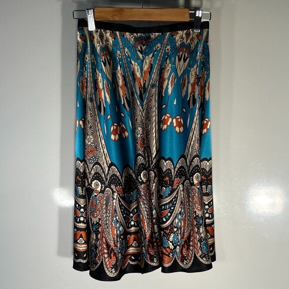 JH Collectibles SZ12 Multi Color Wallpaper Print Silky Skirt Art Deco Old $ Boho - Picture 4 of 8
